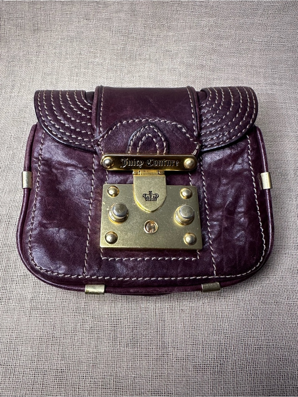 VTG Y2K Juicy Couture Leather "Mad Money" Princess Flap Wallet